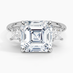Princess Cut Three Stone Diamond Ring Platinum Asscher Engagement Ring