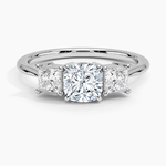 Princess Cut Three Stone Diamond Ring Platinum Cushion Engagement Ring