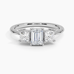 Princess Cut Three Stone Diamond Ring Platinum Emerald Engagement Ring