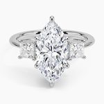 Princess Cut Three Stone Diamond Ring Platinum Marquise Engagement Ring