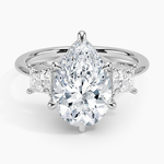 Princess Cut Three Stone Diamond Ring Platinum Pear Engagement Ring