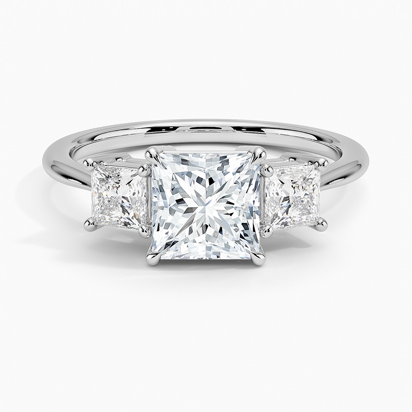 Princess Cut Three Stone Diamond Ring Platinum Princess Engagement Ring