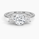 Princess Cut Three Stone Diamond Ring Platinum Round Engagement Ring