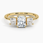 Princess Cut Three Stone Diamond Ring Yellow Gold 18k Radiant Engagement Ring