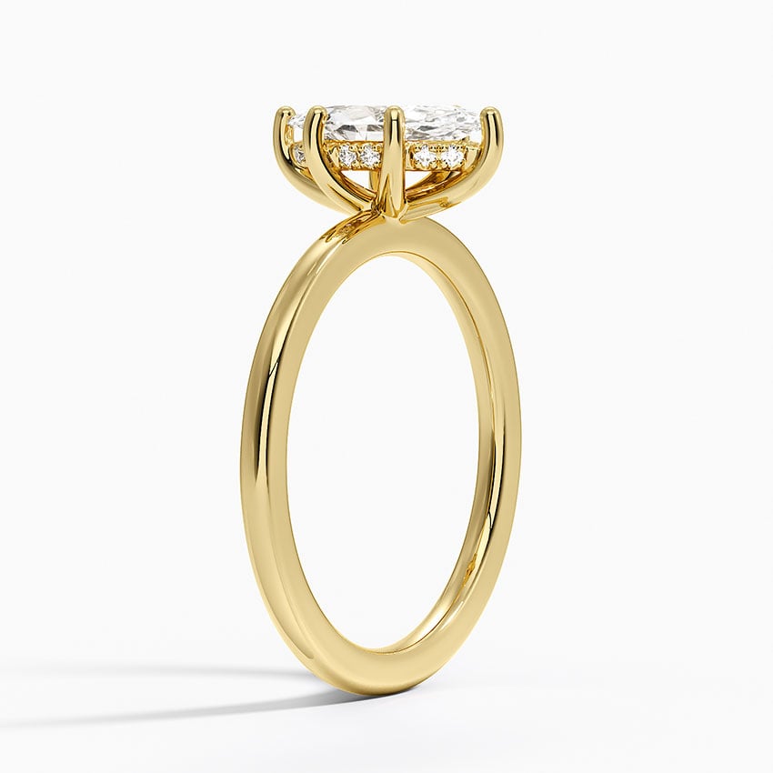 Sydney Perfect Fit Hidden Halo Six-Prong Diamond Ring Yellow Gold 18k Marquise Engagement Ring