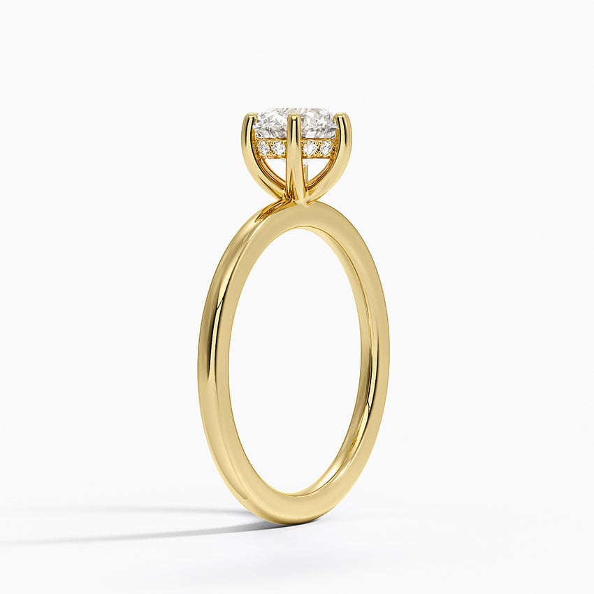 Sydney Perfect Fit Hidden Halo Six-Prong Diamond Ring Yellow Gold 18k Round Engagement Ring