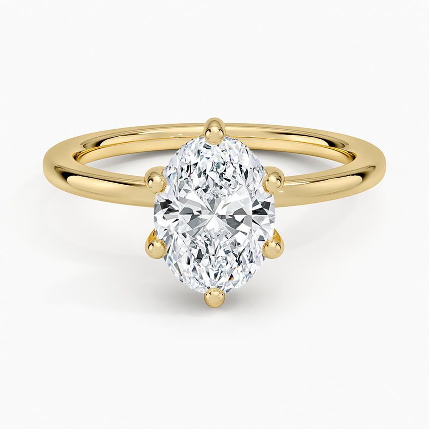 Sydney Perfect Fit Hidden Halo Six-Prong Diamond Ring Yellow Gold 18k Oval Engagement Ring