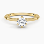 Sydney Perfect Fit Hidden Halo Six-Prong Diamond Ring Yellow Gold 18k Round Engagement Ring