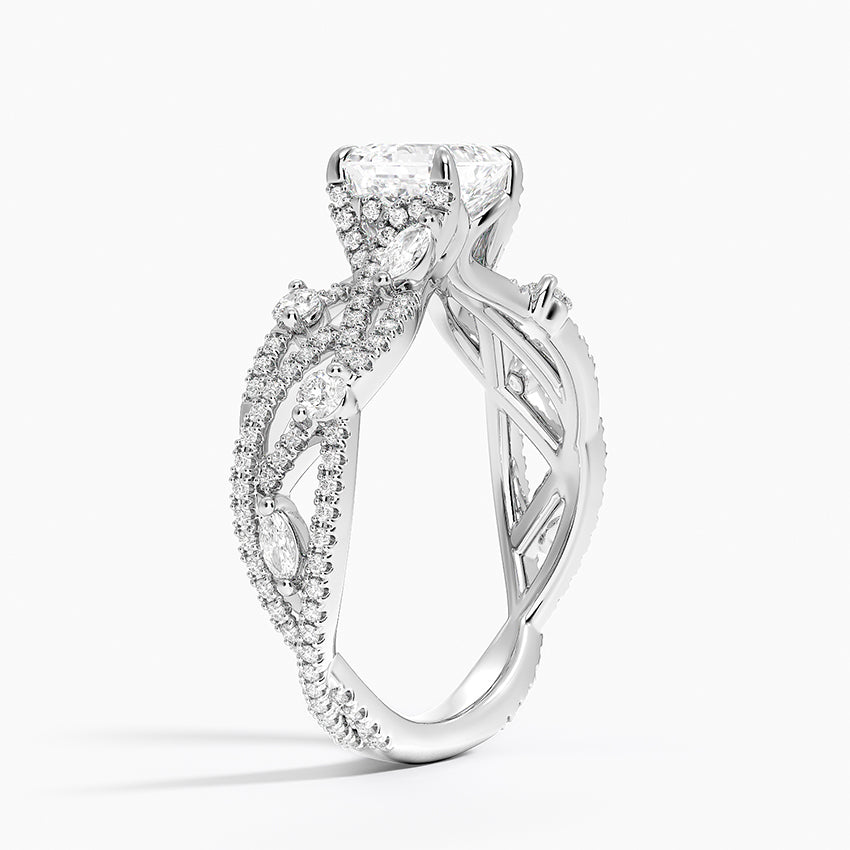Grand Secret Garden Diamond Ring Platinum Asscher Engagement Ring