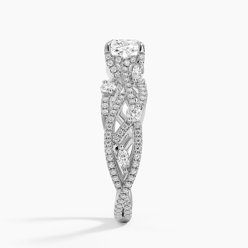 Grand Secret Garden Diamond Ring Platinum Cushion Engagement Ring