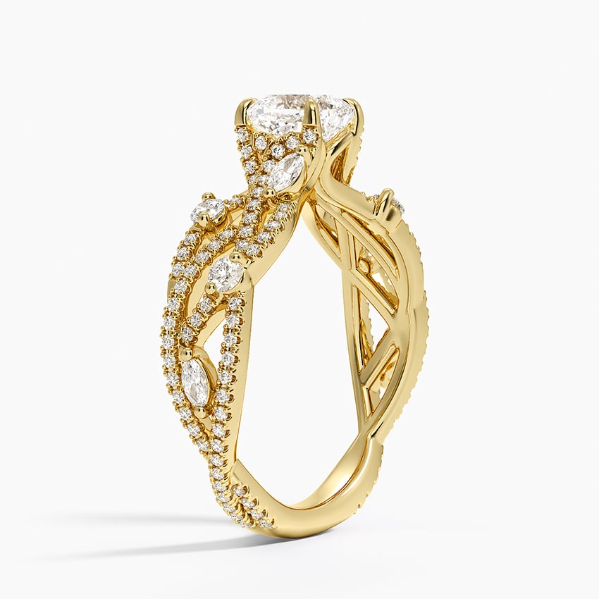 Grand Secret Garden Diamond Ring Yellow Gold 18k Cushion Engagement Ring