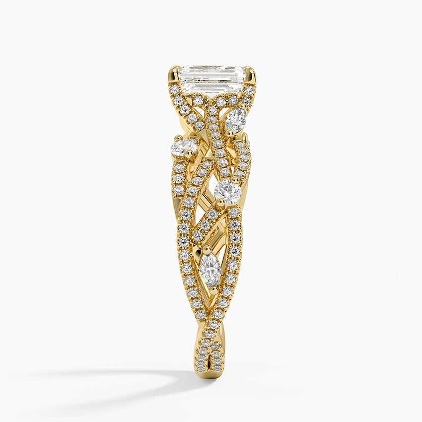 Grand Secret Garden Diamond Ring Yellow Gold 18k Emerald Engagement Ring