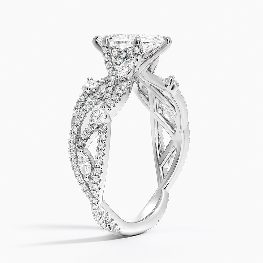 Grand Secret Garden Diamond Ring Platinum Marquise Engagement Ring