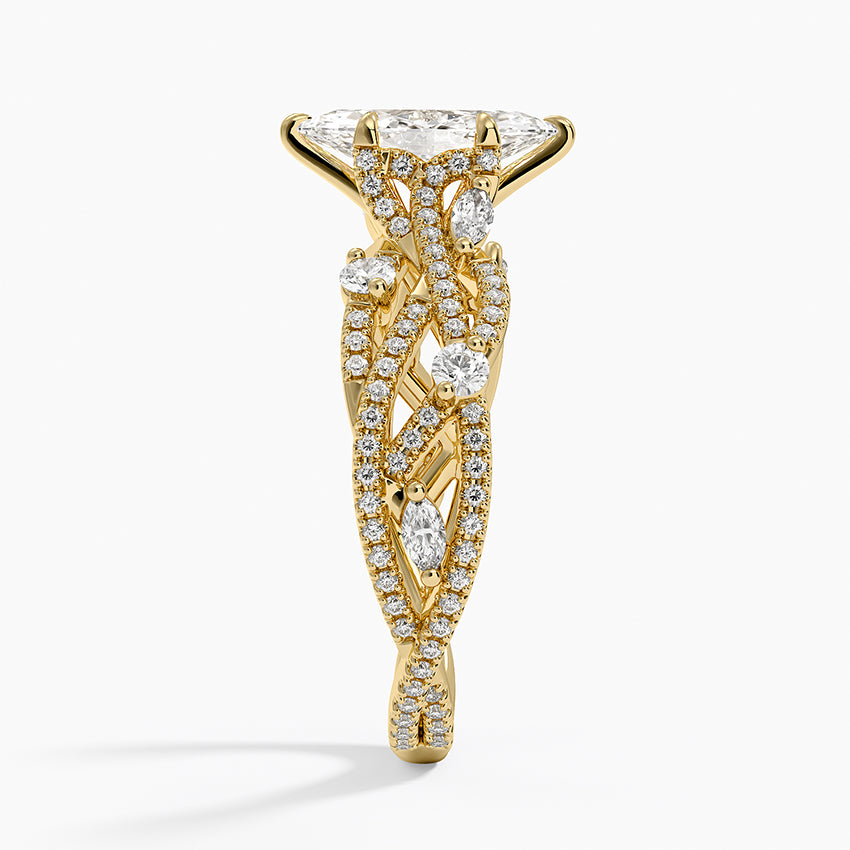 Grand Secret Garden Diamond Ring Yellow Gold 18k Marquise Engagement Ring