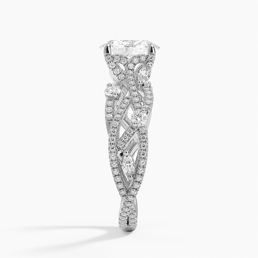 Grand Secret Garden Diamond Ring Platinum Oval Engagement Ring