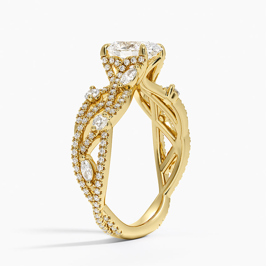 Grand Secret Garden Diamond Ring Yellow Gold 18k Oval Engagement Ring