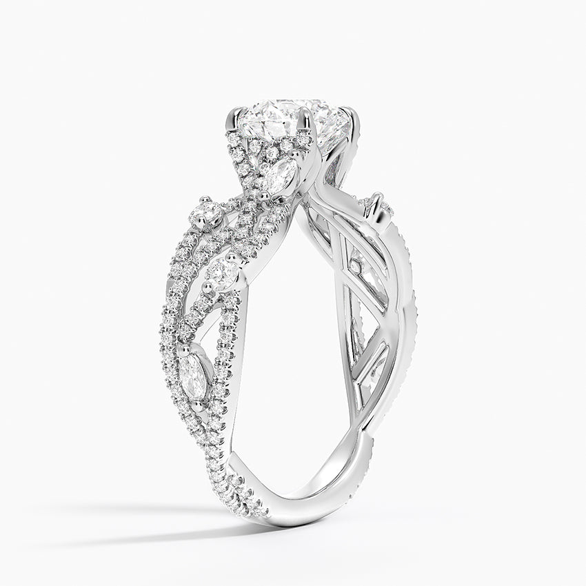 Grand Secret Garden Diamond Ring Platinum Round Engagement Ring