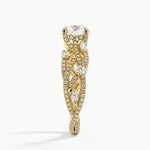 Grand Secret Garden Diamond Ring Yellow Gold 18k Round Engagement Ring