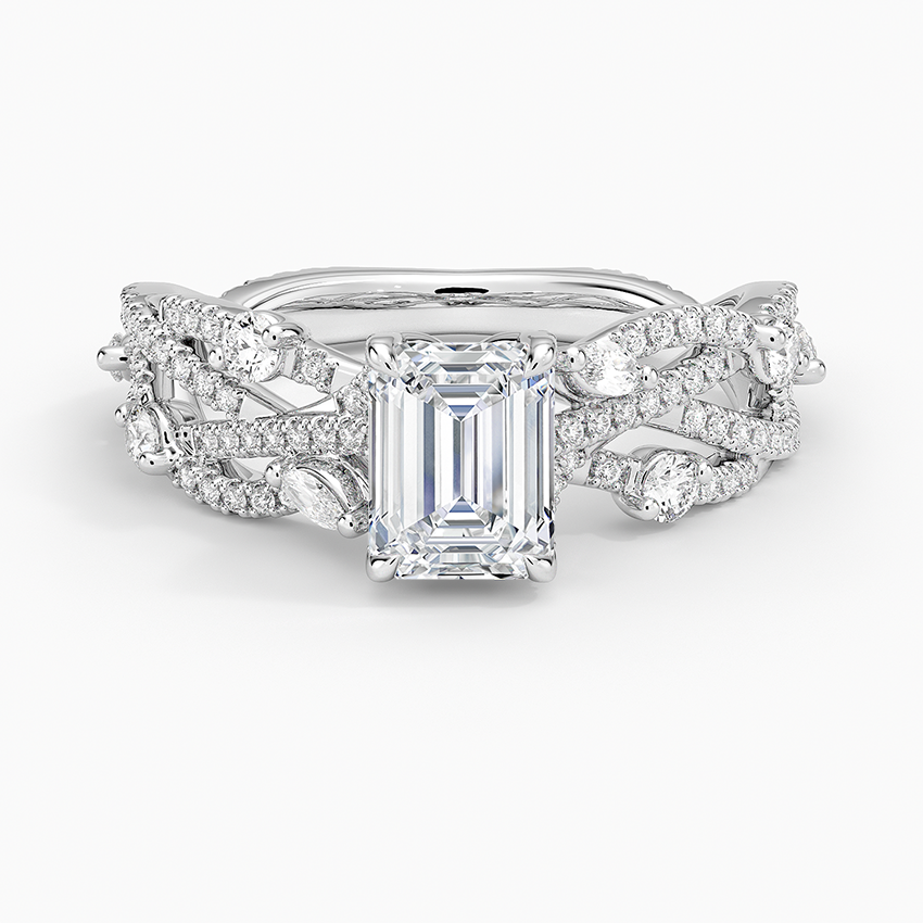 Grand Secret Garden Diamond Ring Platinum Emerald Engagement Ring