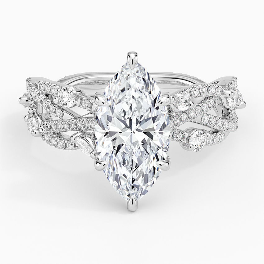 Grand Secret Garden Diamond Ring Platinum Marquise Engagement Ring