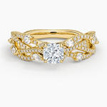 Grand Secret Garden Diamond Ring Yellow Gold 18k Cushion Engagement Ring