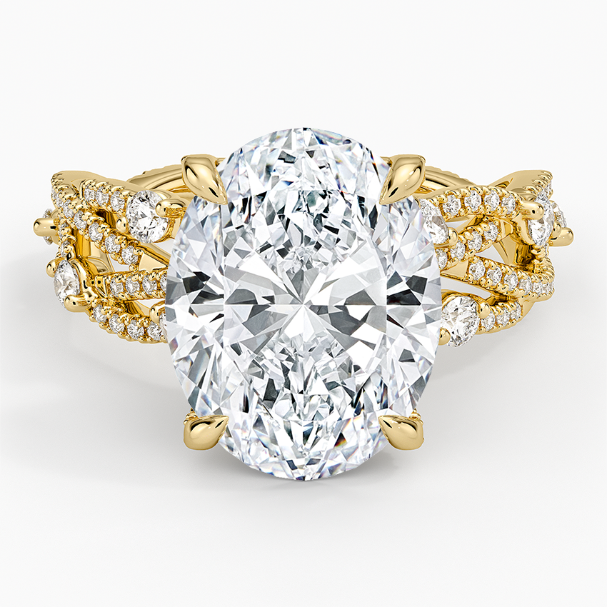 Grand Secret Garden Diamond Ring Yellow Gold 18k Oval Engagement Ring