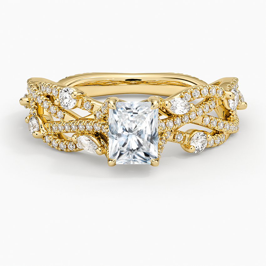 Grand Secret Garden Diamond Ring Yellow Gold 18k Radiant Engagement Ring