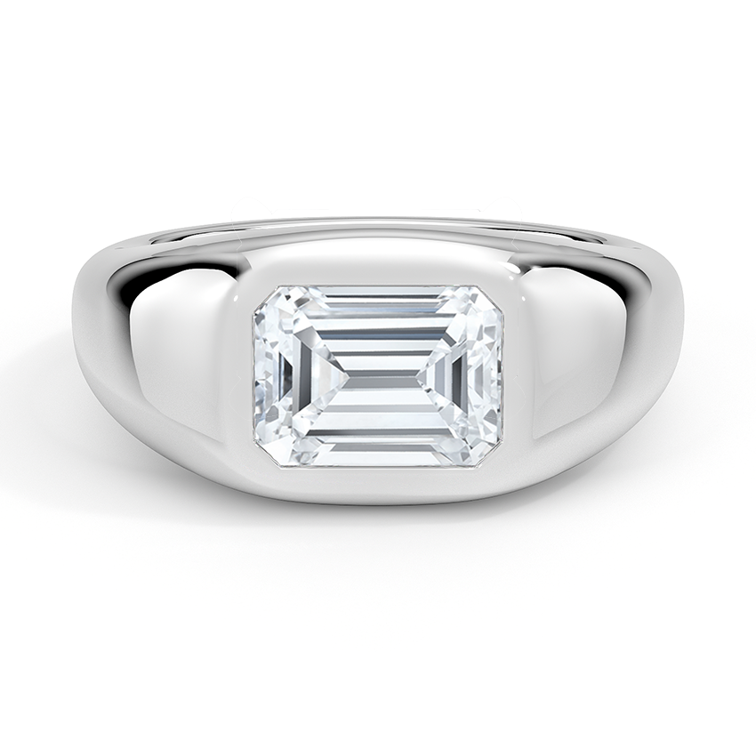 Sloane Flush Set Solitaire Dome Engagement Ring 18K White Gold EM