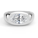 Sloane Flush Set Solitaire Dome Engagement Ring 18K White Gold MQ