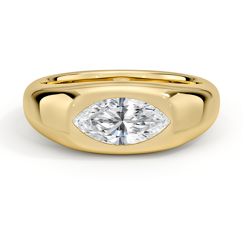 Sloane Flush Set Solitaire Dome Engagement Ring 18K Yellow Gold MQ