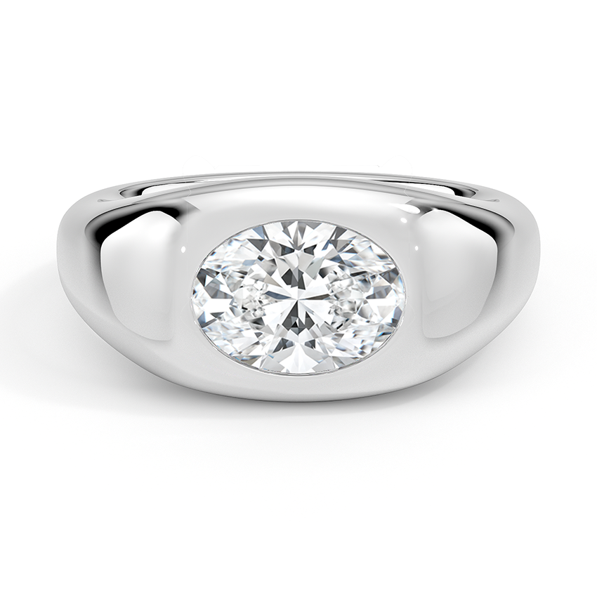 Sloane Flush Set Solitaire Dome Engagement Ring 18K White Gold OV