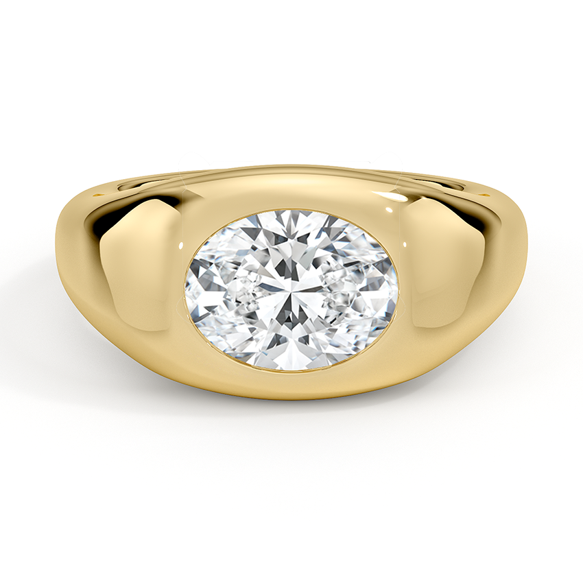 Sloane Flush Set Solitaire Dome Engagement Ring 18K Yellow Gold OV