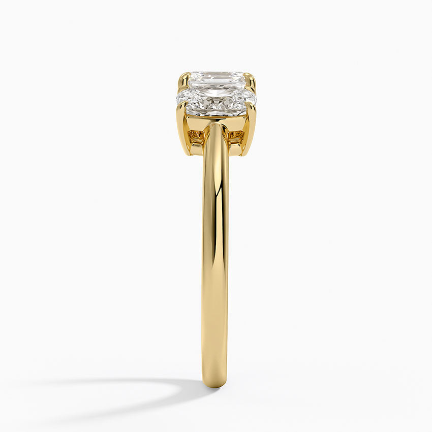 Luxe Faye Elongated Cushion Three Stone Diamond Ring (1 ct. tw.) Yellow Gold 18k Asscher Engagement Ring