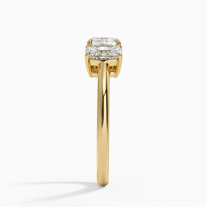 Luxe Faye Elongated Cushion Three Stone Diamond Ring (1 ct. tw.) Yellow Gold 18k Cushion Engagement Ring