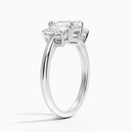 Luxe Faye Elongated Cushion Three Stone Diamond Ring (1 ct. tw.) Platinum Emerald Engagement Ring