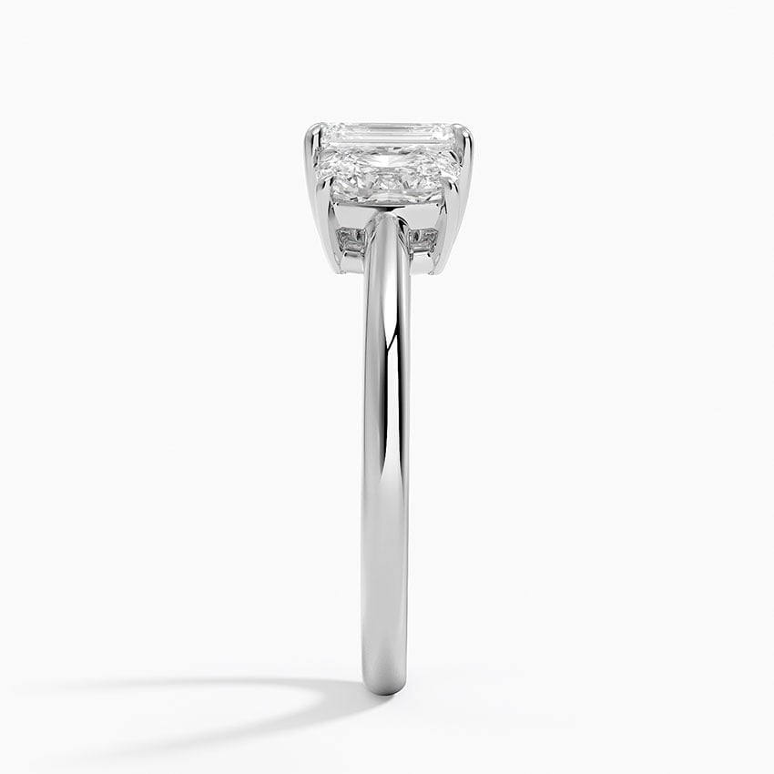 Luxe Faye Elongated Cushion Three Stone Diamond Ring (1 ct. tw.) Platinum Emerald Engagement Ring