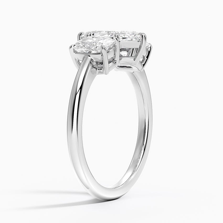Luxe Faye Elongated Cushion Three Stone Diamond Ring (1 ct. tw.) Platinum Marquise Engagement Ring