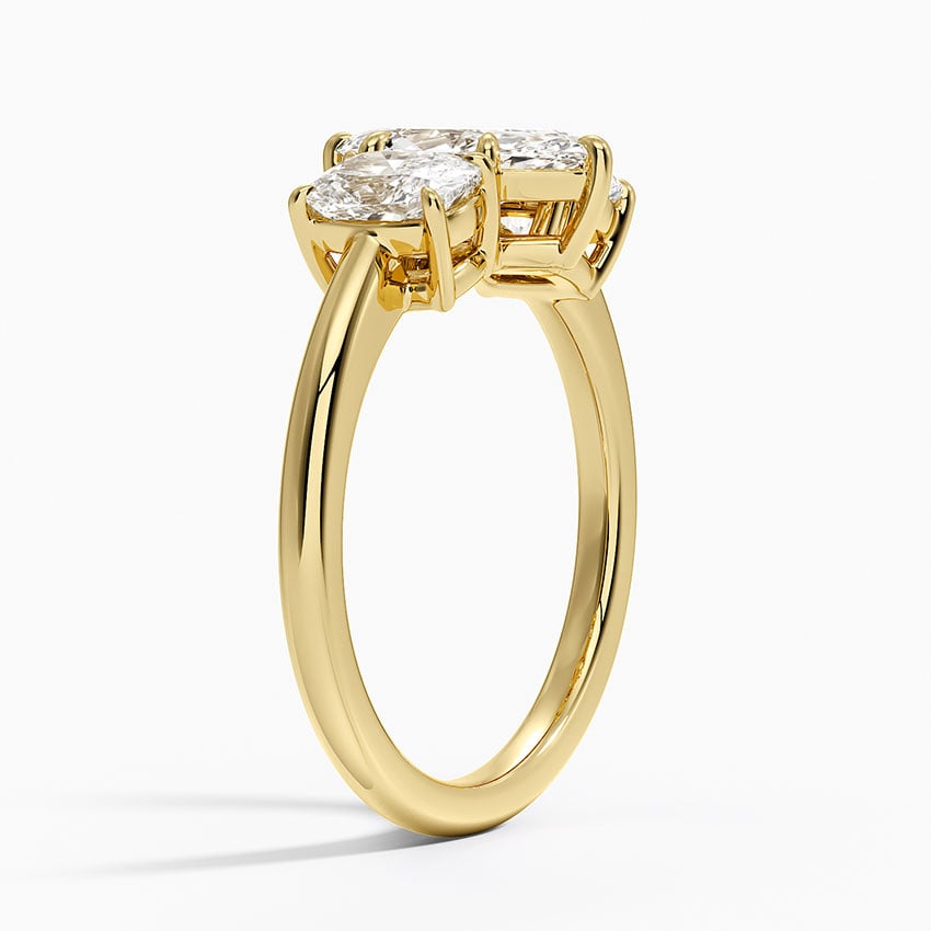 Luxe Faye Elongated Cushion Three Stone Diamond Ring (1 ct. tw.) Yellow Gold 18k Marquise Engagement Ring