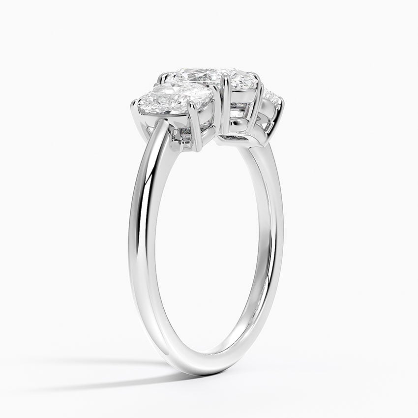 Luxe Faye Elongated Cushion Three Stone Diamond Ring (1 ct. tw.) Platinum Oval Engagement Ring