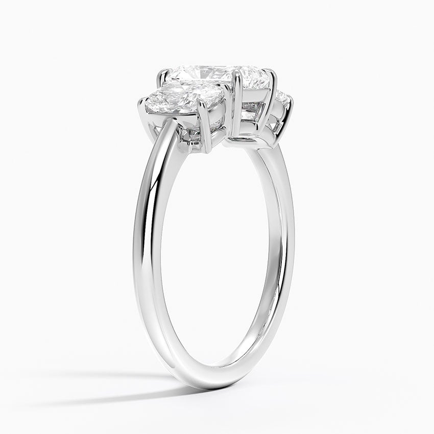 Luxe Faye Elongated Cushion Three Stone Diamond Ring (1 ct. tw.) Platinum Radiant Engagement Ring