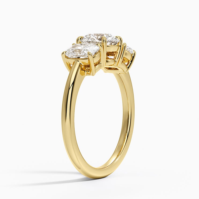 Luxe Faye Elongated Cushion Three Stone Diamond Ring (1 ct. tw.) Yellow Gold 18k Round Engagement Ring