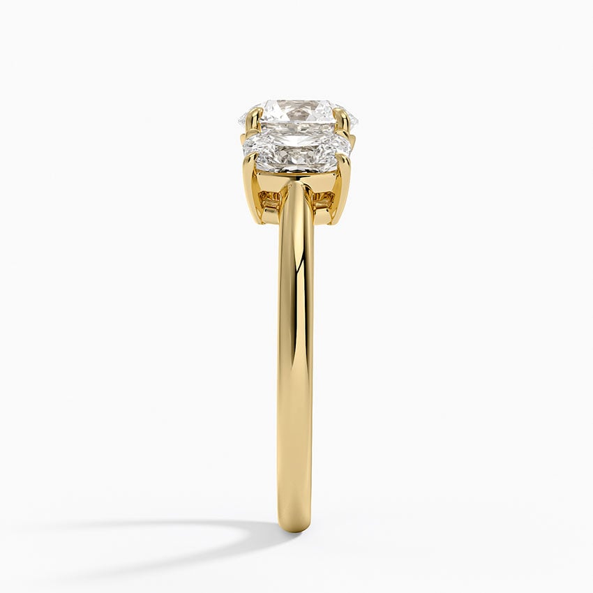 Luxe Faye Elongated Cushion Three Stone Diamond Ring (1 ct. tw.) Yellow Gold 18k Round Engagement Ring