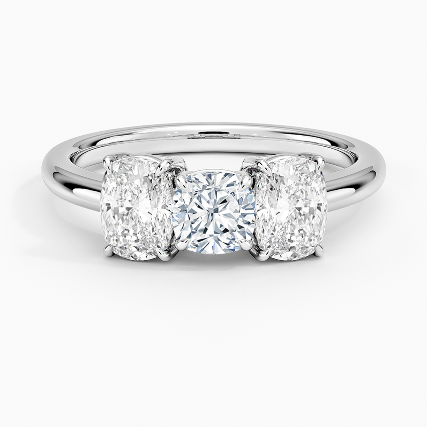 Luxe Faye Elongated Cushion Three Stone Diamond Ring (1 ct. tw.) Platinum Cushion Engagement Ring