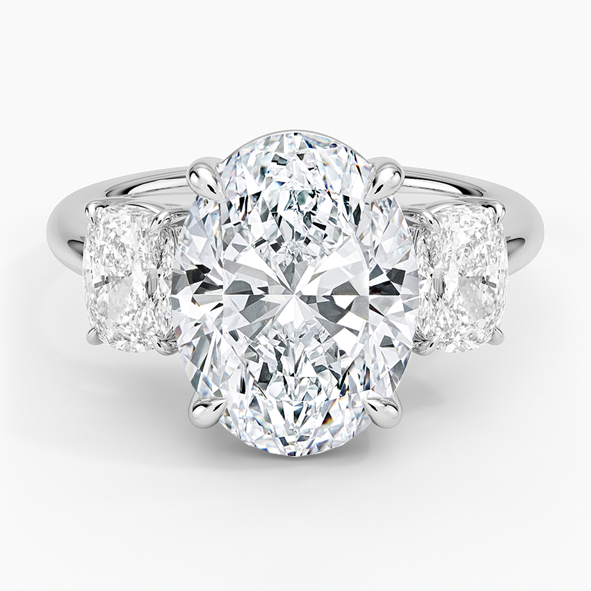 Luxe Faye Elongated Cushion Three Stone Diamond Ring (1 ct. tw.) Platinum Oval Engagement Ring