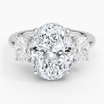 Luxe Faye Elongated Cushion Three Stone Diamond Ring (1 ct. tw.) Platinum Oval Engagement Ring