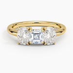 Luxe Faye Elongated Cushion Three Stone Diamond Ring (1 ct. tw.) Yellow Gold 18k Asscher Engagement Ring