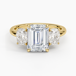 Luxe Faye Elongated Cushion Three Stone Diamond Ring (1 ct. tw.) Yellow Gold 18k Emerald Engagement Ring