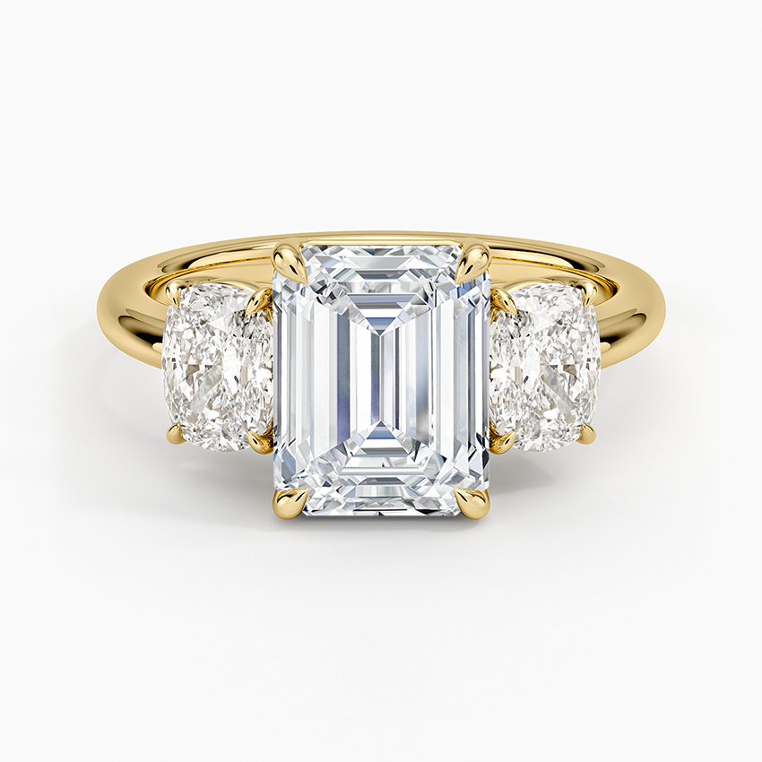 Luxe Faye Elongated Cushion Three Stone Diamond Ring (1 ct. tw.) Yellow Gold 18k Emerald Engagement Ring