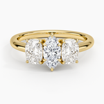 Luxe Faye Elongated Cushion Three Stone Diamond Ring (1 ct. tw.) Yellow Gold 18k Marquise Engagement Ring