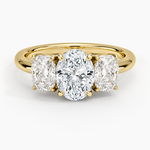 Luxe Faye Elongated Cushion Three Stone Diamond Ring (1 ct. tw.) Yellow Gold 18k Oval Engagement Ring